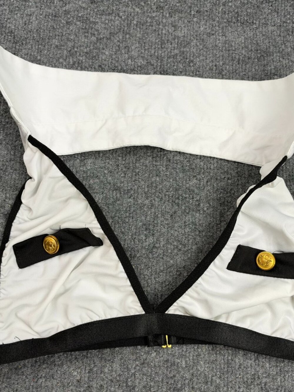Sailor Collar Crop Top Bralette Gold Buttons Military Cosplay No Sz Tag M MSMTS